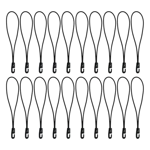 wilcractk 20 Pièces Tendeurs en Caoutchouc avec Crochets Élastiques 10 cm, Sandow pour Bâche Petit et Mini Format, 4 mm Épaisseur, Noir, Idéal pour Bagages et Camping