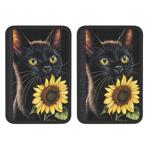 Black Cat and Sunflower Car Seat Belt Cover 2 Pack Seatbelt Strap Shoulder Pad Protector Universal Comfort for Car