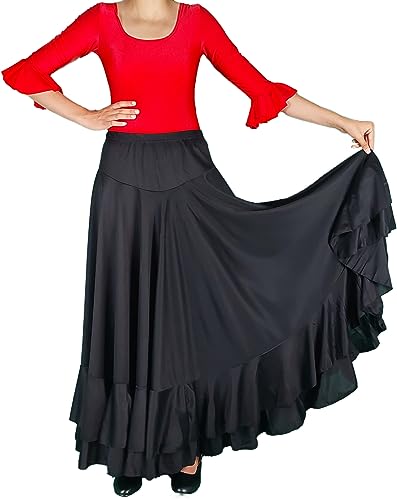 Falda de flamenco 2 volantes, color negro Negro 4 años