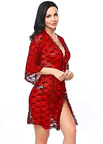 Image of Women's Polyamide Spandex & Lace Plain Above Knee Baby Doll Lingerie