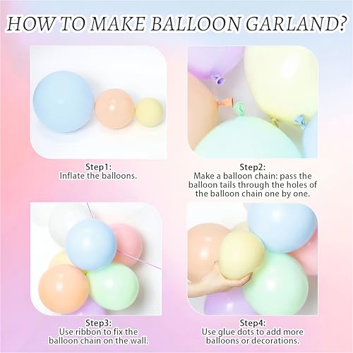 Image of Balloon Decoration Kit - 142 Pcs Pastel Balloons for Birthday, Weddings, Anniversary & New Year Events Garland Set | Birthday Decoration Items for Kids & Adults