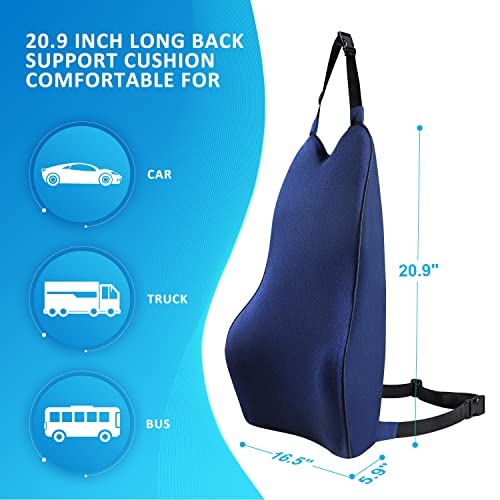 Lumbar Support Pillow For Car-Car Back Support-Memory Foam Car Lumbar Support For Driving Fatigue/Back Pain Relief - Dual Straps Better Fix The Car Cushion -Blue #TOP4