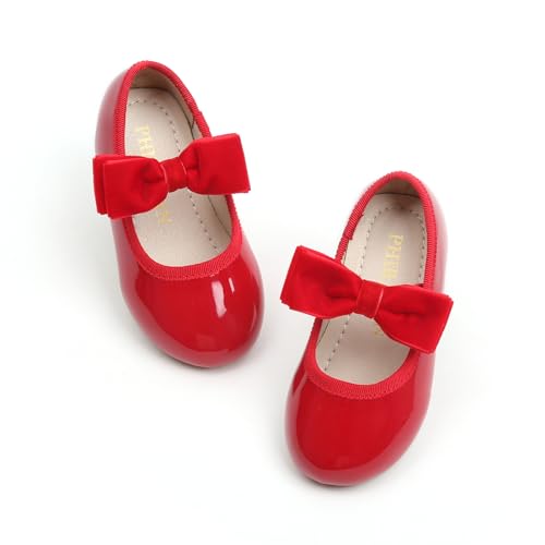 Image of PHIRAMIN Toddler Flower Girl Dress Shoes - Little Girl Mary Janes Flats Wedding