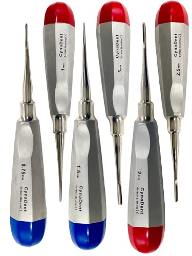 Artlab-Premium Dental Elevators Etracting Extraction Osteotome Periotome Luxating Elevator Apical Spade Cryer Proximator Elevator Oral Implant, Root Extraction (Luxating 0.75-3Mm Set Of 6) #TOP15