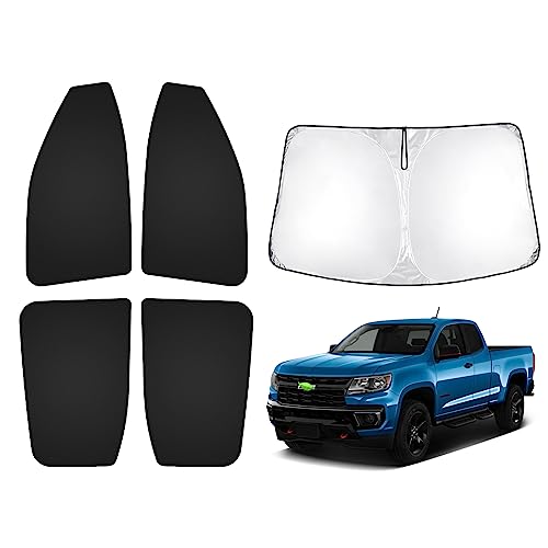 Image of T TGBROS Windshield Sun Shade for Chevrolet Colorado 2015-2022 Car Window Shades Thicken UV Block and Blackout Privacy Foldable Sunshades 5PCS Accessories Keep Cool Sun Visor Covers