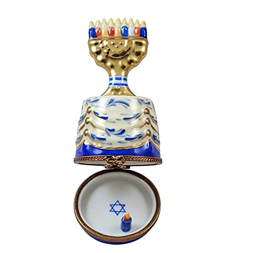 Hanukkah Menorah on Table with Removable Candle Limoges Box Figurine