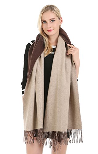 Saferin Large Tartan Winter Warm 78"x28" Women Soft Cashmere Wool Wraps Shawls Stole Scarf with Gift Box (CWS-Grey and Burgundy Plaid)