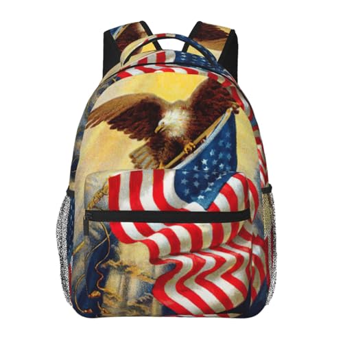 Mochila de senderismo EdWal con águila de bandera americana bolsa impermeable unisex para viaje