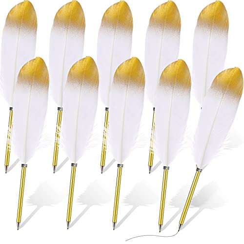 10 bolígrafos de plumas de 0,5 mm, tinta negra, vintage, pluma de pluma de pluma de pluma refinada, chapado en barra, bolígrafo vintage para invitado, oficina, fiesta, regalos (blanco)