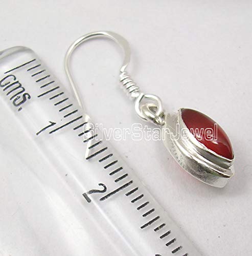Red Marquise Carnelian tcw 1.6 Earrings 1.1" Sterling Silver New Year Sells3