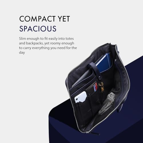 Image of HALDEN Ryden Laptop Bag, Vegan Saffiano Leather, 13L, Single Zipper, Fits 14 Inches, Unisex