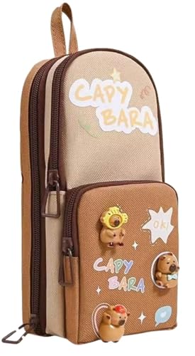 Image of Panda Pencil Case 6 Layer with 3 Compartment Cute Aesthetic Pencil Case for Boys & Girls Large Capacity Pencil Pouch for School Kids Cute Stationary Gift Organizer for School (Brown)