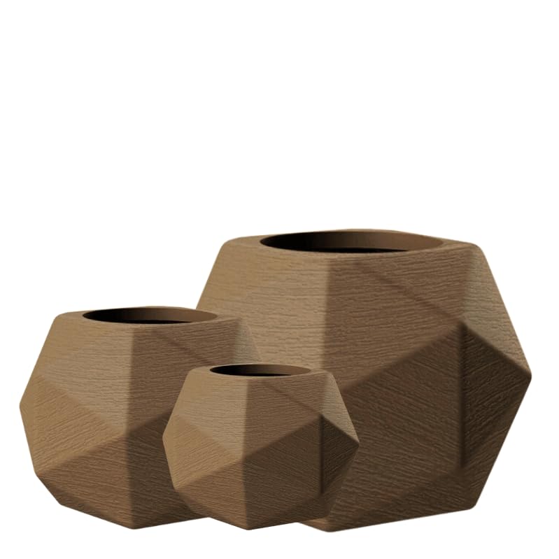 JOGO DE 3 VASOS PARA PLANTAS ESFERA DIAMANTE DECORAÇÃO LUXO EM PO...
