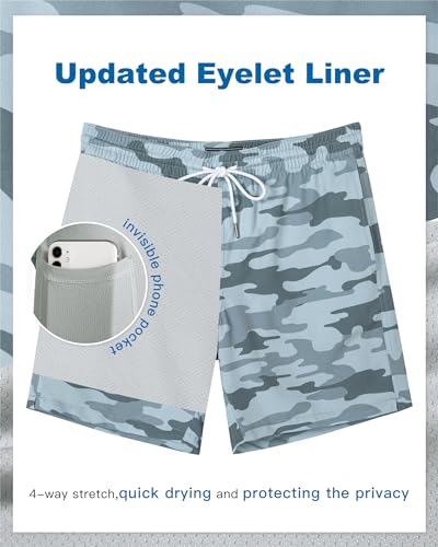 Image of SURF CUZ Mens Swim Trunks with Compression Liner Swim Shorts 7 inch Swimming Trunks Stretch 7 Inch Swim Suits Quick Dry