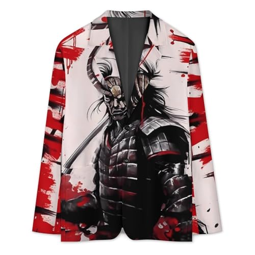 Japanese Art Samurai Men's Casual Blazers Slim Fit Sport Coats Blazer Two Buttons Suit Jacket for Work Party3