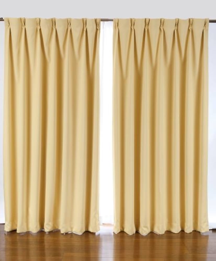 遮光カーテン 幅150cm×丈220cm2枚　イエロー Amazon｜1級遮光カーテン 2枚入り イエロー巾150X丈185