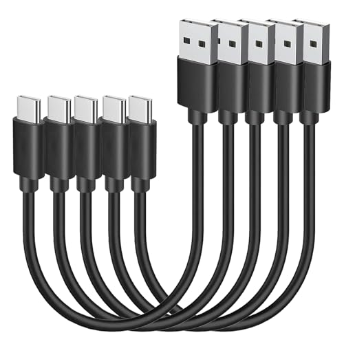 USB Type C ケーブル 0.3m 短い 5本セット【3A出力で超急速充電 / USB2.0準拠品 /映像出力非対応 】LpoieJun タイプC (USB A to USB C)ケーブル 高耐久TPE素材 スマートフォン/タブレット/ゲーム機のタイプｃ機種に対応 ブラック