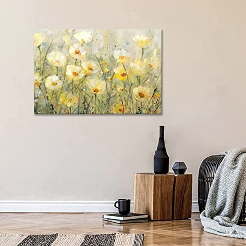 Canvas Wall Art Yellow Flower In Bloom Framed Prints Painting Modern Abstract Canvas Oil Painting Wall Art For Home Living Room Bedroom Decor Watercolor By Floral Print Ready To Hang 24X36Inch #TOP5