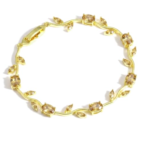Image of finistra Tulip Bracelet for Women Stylish | Gold Plated Crystal Floral Jewellery | Adjustable Chain for Women & Girls Stylish | Elegant Tulip Bracelet for Women, Party & Daily Wear Accessory