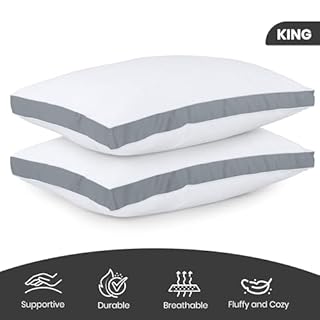 Utopia Bedding Bed Pillows for Sleeping King Size (Grey), Set of 2, Cooling Hotel Quality, Gusseted Pillow for Back, Stomach or Side Sleepers