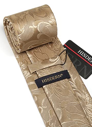 Image of HISDERN Ties for Men Paisley Floral Tie Handkerchief Classic Woven Business Formal Necktie and Pocket Square Set Wedding