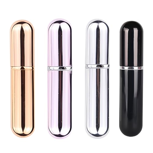 CATZUM 4 Stück Riechstifte Für Ätherische Öle Wick Ätherisches Öl Tuben Aromatherapie Flasche Nasal Inhalatoren Parfüm Rohr Mit 4 Baumwoll-Dochte (Schwarz Gold Silber Rosa)