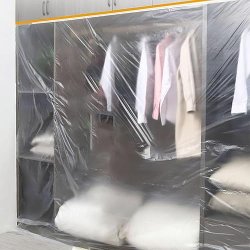 LLPT Abdeckfolie Klebeband mit Folie | 3 Packungen | Maler-Abdeckplane aus Kunststoff für Autowände Möbel Lackierungen und Spritzschutz (MFT551427OR) | Orange 3 Größen (55 cm + 140 cm + 270 cm)