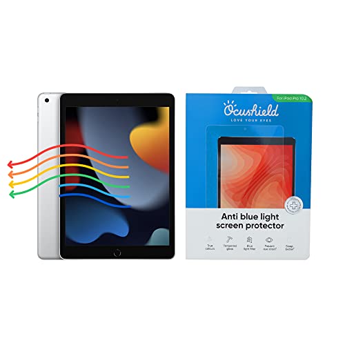 Ocushield Protector de pantalla de vidrio templado anti luz azul para Apple iPad 10.2" (2018 y 2020) - Filtro de luz azul para iPad - Antirreflejo - Protege tus ojos y mejora el sueño Cover