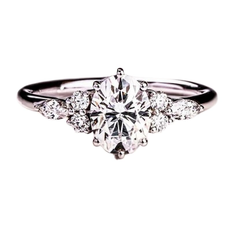 Pierre de moissanite transparente bague imposante argent 925 de prestige