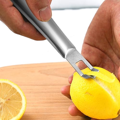 ZORZA 1Pcs Multipurpose Lemon Zest Peeler Stainless Steel Fruit Peeling Gadget with Triangle Channel Knife for Citrus Apples Potatoes and Carrots, 6.9inch