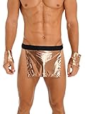 Mufeng Herren Steinzeitmann Sissy Rock Minirock +Manschetten Gladiator Kostüm Weihnachten Karneval Halloween Party Verkleidung Kupfer M
