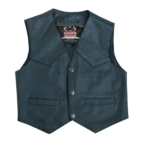 Hugger Kids Leather Vest Fashion Button Sleeveless Toddler's Tops Cute V Neck Jacket Waistcoat with Multiple Pockets