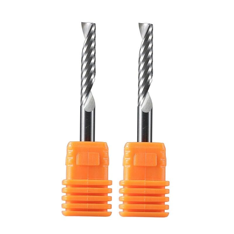 FACAIIO Extremo en espiral de carburo de una sola flauta para fresadora de fresado de 4 mm de diámetro de corte de 22 mm de longitud de flauta para aluminio CNC para mecanizado, paquete de 2