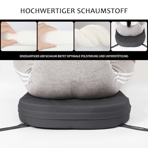 RUIXUAN 2pcs Stuhlkissen mit Bändern 50x50x8 Set für den Außenbereich, wasserdichte Schaumstoff Sitzkissen Garten Sitzpolster Stuhl Terrassenstuhlkissen m Esszimmerstuhl Stuhlauflage (grau-2pcs)