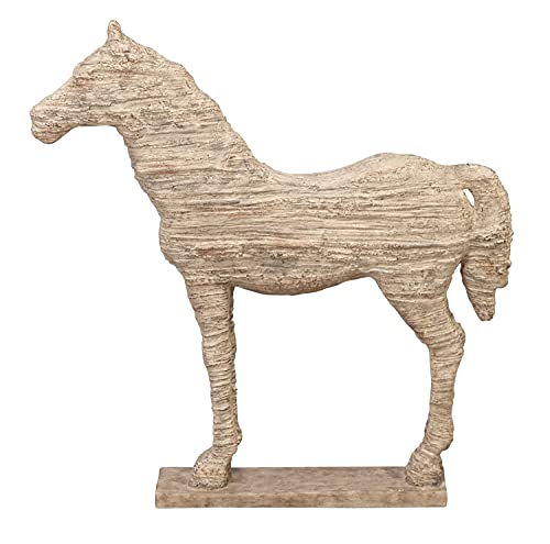 Escultura decorativa de caballo polystone 12" x 3" x 19" beige