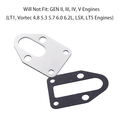Image of Chrome Fuel Pump Block Off Plate with Gasket & Stainless Hex Small Block Engine Hex Bolt Kit, for SBC 265 283 327 305 302 350 383 400 SB Engine