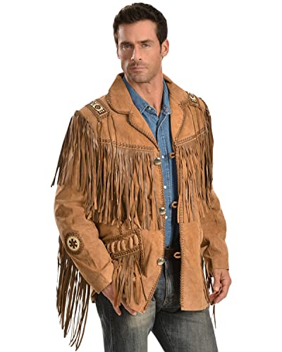 Scully Men's Fringed Suede Leather Coat Tall Buck Tan 48 REG