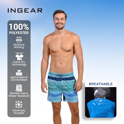 INGEAR Men's Athletic Stretch Workout Shorts Gym Quick Dry Running Trunks Boxer Lining3