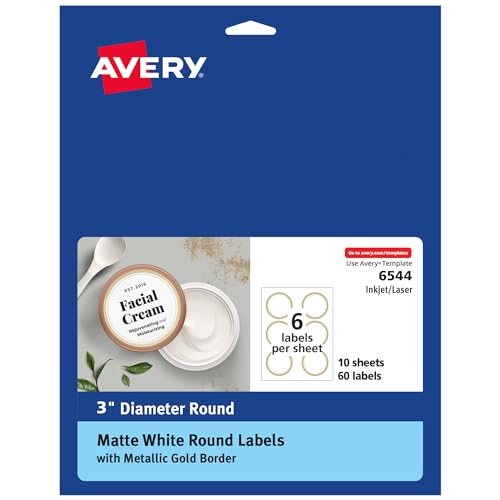 Étiquettes rondes Avery 7,6 cm dorées métalliques pour habiller vos packagings épurés