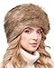 Futrzane Faux Fur Cossak Russian Style Hat for Ladies Winter Hat for Women (M, Siberian Wolf)