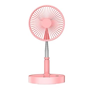 LHIABNN Adjustable Strong Wind Mode Pedestal Fan Outdoor Folding Fan,Table Fan with Powerful Air Distribution for Home,Outdoor,Office,Travel,Storage (Pink)
