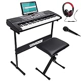 La tastiera a 61 tasti è fornita di un display a LED, 2 altoparlanti e un'ampia selezione di funzioni avanzate, il che rende questa tastiera ideale per aspiranti musicisti e professionisti. Cambia il suono della tua musica con ben 24 canzoni preimpostate. Con una selezione di 255 ritmi e 255 timbri tra cui scegliere, puoi trovare il ritmo perfetto per accompagnare le tue canzoni, oppure cambia completamente il suono con 8 opzioni di effetti sonori a percussione con 61 percursioni da tastiera.