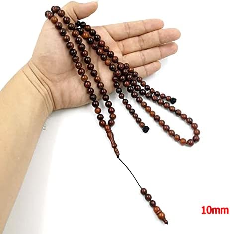 Tasbih Men Natural kuka Wood Muslim 100 Beads Bracelet Islamic Accessories Gift on Hand (10mm x 100 Beads)