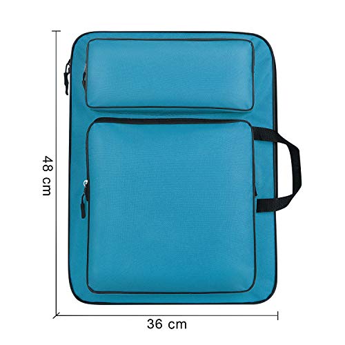 Image of ITODA A3 Art Portfolio Carry Case Bag Drawboard Tote Handheld Storage Portable Shoulder Lightweight Box for 8k Sketch Pad Artist Drawing Painting Supplies