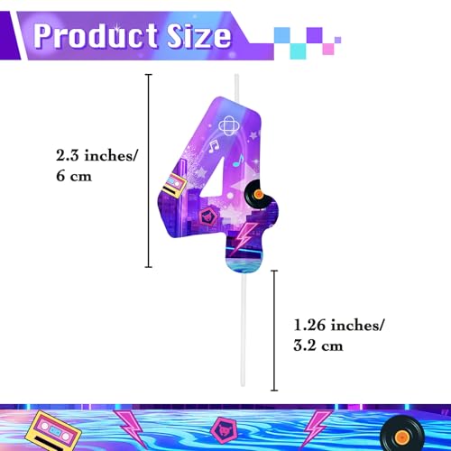 Image of Dark Purple Number 4 Birthday Candles, Cartoon Themed Cake Toppers for Boys Girls Cake Decorations, Birthday Decorations Party Supplies, Number Candles for Party Decor