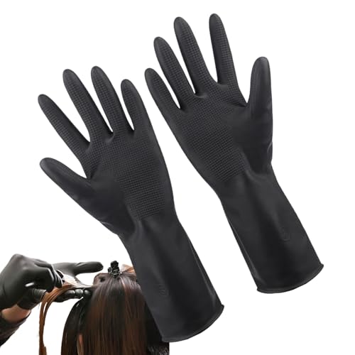 Hair Coloring Gloves | Salon Gloves - Textured Waterproof Latex Mittens Anti-Slip for Dishwashing BBQ Grilling Cleaning Healthcare Painting Lab Work Salon Kitchen Prep Meat Processing