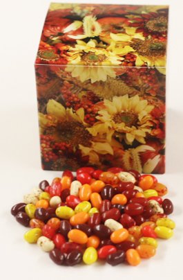 Scotts Cakes Autumn Mix Jelly Belly Jelly Beans in a 1 Pound Square Fall Leaf Box
