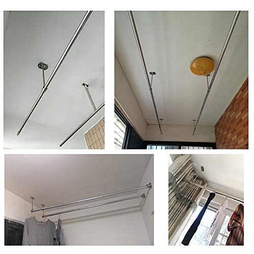 Mdurian 4 Pezzi Staffa di Montaggio a soffitto Inox Supporto Supporto per Tubo Guardaroba Bastone per Tende per Appendere i Vestiti - Image 7