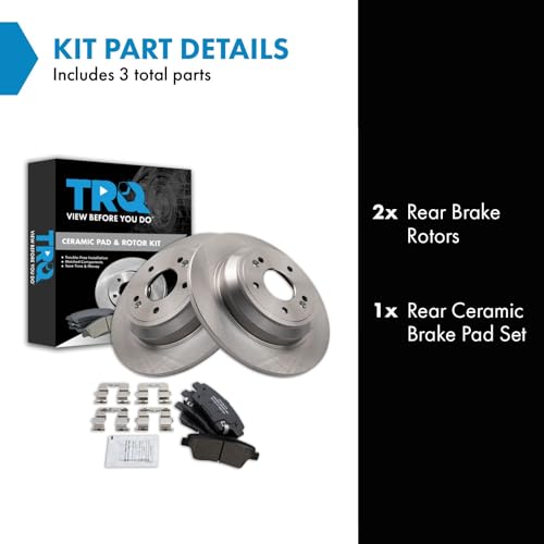 Image of TRQ Rear Brake Pad and Rotor Set Ceramic Compatible with 2018-2019 Genesis G80