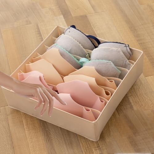 Bra Storage Organizer Box with Dividers, Foldable Underwear Organ...